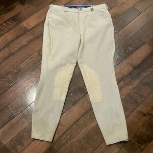Ovation Riding Breeches Equestrian Tan Womens size 34 Knee patches Stretch
